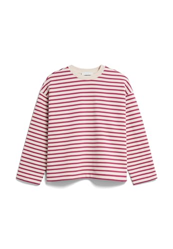 ARMEDANGELS Damen Sweatshirt aus Bio-Baumwolle FRANKAA MAARLEN Stripe Oversized Fit Undyed-Crushed Berry von ARMEDANGELS