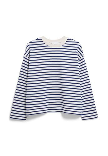 ARMEDANGELS Damen Sweatshirt aus Bio-Baumwolle FRANKAA MAARLEN Stripe Oversized Fit Undyed-Lapis Blue von ARMEDANGELS