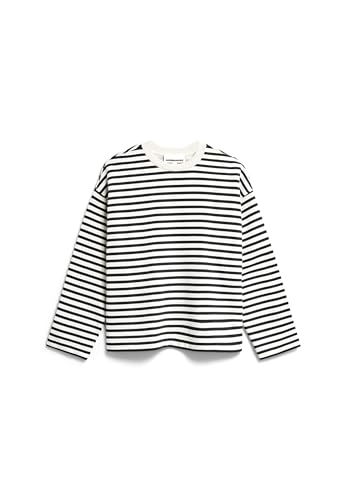 ARMEDANGELS Damen Sweatshirt aus Bio-Baumwolle FRANKAA MAARLEN Stripe Oversized Fit Undyed-Black von ARMEDANGELS