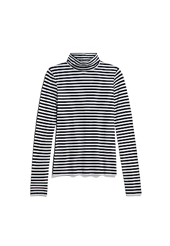 ARMEDANGELS GRAZILIAA Stripes - Damen T-Shirt Slim Fit aus Bio-Baumwolle L Black-Off White Shirts Longsleeve Mock-Ausschnitt Fitted von ARMEDANGELS