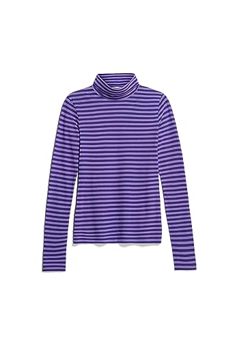 ARMEDANGELS GRAZILIAA Stripes - Damen T-Shirt Slim Fit aus Bio-Baumwolle S Purple Stone-Indigo Lilac Shirts Longsleeve Mock-Ausschnitt Fitted von ARMEDANGELS