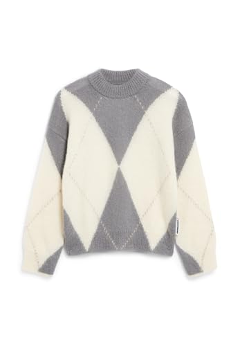 ARMEDANGELS GWYNEIRAA Argyle - Damen M Iron Cast-Oatmilk Strick Pullover Rundhalsausschnitt Loose Fit von ARMEDANGELS