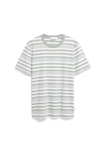 ARMEDANGELS Herren T-Shirt aus Bio-Baumwolle MAARKOS Bold Stripes Relaxed Fit Oatmilk-Seagreen von ARMEDANGELS