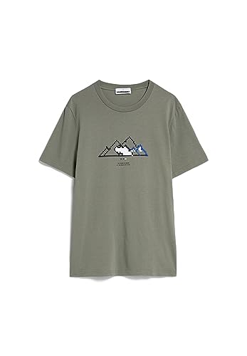 ARMEDANGELS JAAMES PIXXEL Mountain - Herren M Cool Sage Shirts T-Shirt Rundhalsausschnitt Regular Fit von ARMEDANGELS