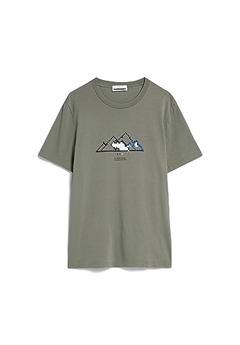 ARMEDANGELS JAAMES PIXXEL Mountain - Herren S Cool Sage Shirts T-Shirt Rundhalsausschnitt Regular Fit von ARMEDANGELS