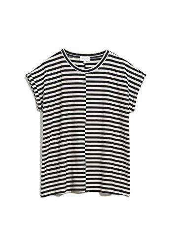 ARMEDANGELS JAARIN Knitted Stripe - Damen T-Shirt aus Bio-Baumwoll Mix M Kitt-Black Shirts T-Shirt Rundhals Loose fit von ARMEDANGELS