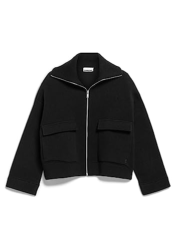 ARMEDANGELS JOANNAA - Damen Cardigan Oversized Fit aus Bio-Baumwoll Mix XS Black-Black Strick Cardigan Hochgeschlossen Oversize von ARMEDANGELS