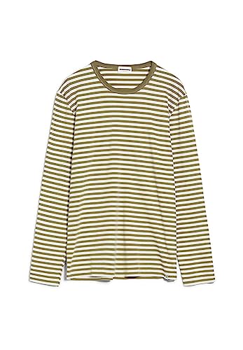 ARMEDANGELS JOHAAN Stripes - Herren S Oliva-Off White Shirts Longsleeve Rundhalsausschnitt Regular Fit von ARMEDANGELS