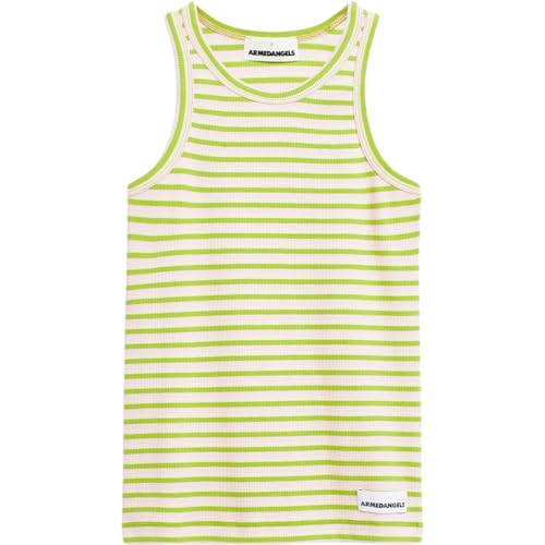 ARMEDANGELS KANITAA Stripes - Damen L Super Lime-Pink Light Shirts Top Rundhalsausschnitt Fitted von ARMEDANGELS