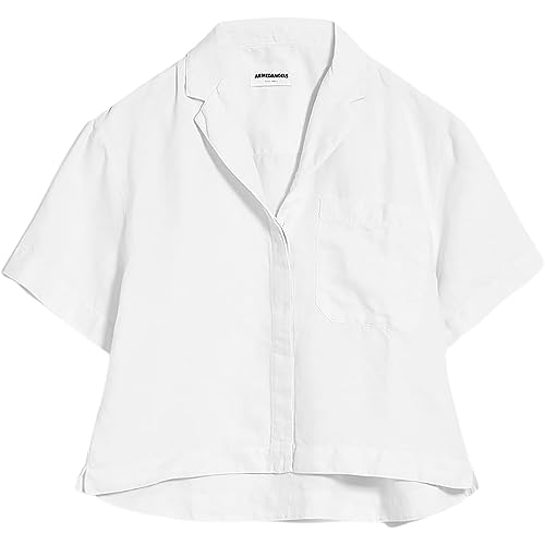 ARMEDANGELS LEAANNE LINO - Damen S White Bluse Kurzarm Rundhalsausschnitt Loose Fit von ARMEDANGELS