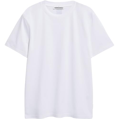 ARMEDANGELS MAARKOS MERC Premium - Herren L White Shirts T-Shirt Rundhalsausschnitt Relaxed Fit von ARMEDANGELS