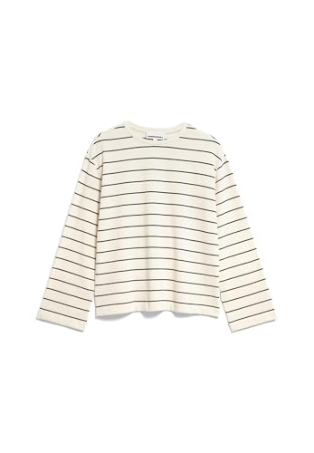 ARMEDANGELS Damen Longsleeve aus Bio-Baumwoll Mix MARYNAA FINE Stripe Loose Fit Oatmilk-Black von ARMEDANGELS