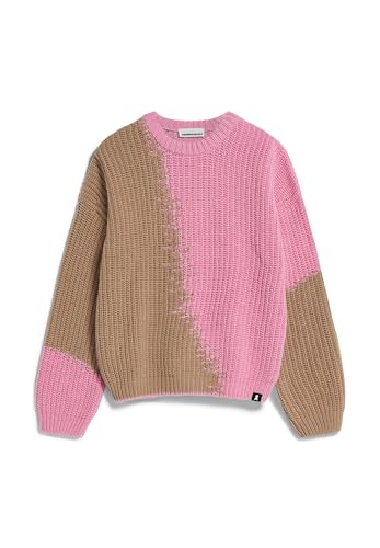 ARMEDANGELS MIYAAR - Damen M Pink Me Up-Dry Bark Strick Pullover Rundhalsausschnitt Loose Fit von ARMEDANGELS