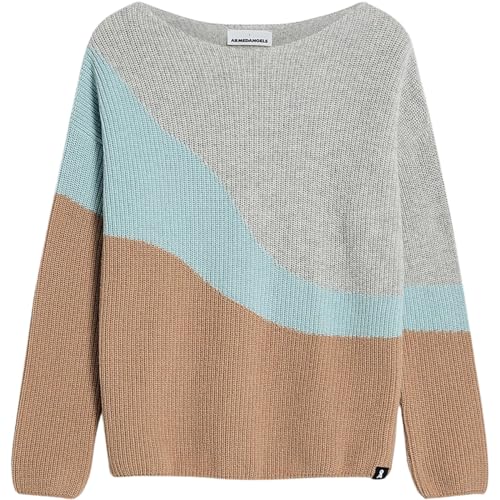 ARMEDANGELS MIYAAS Multicolor - Damen L Light Grey Melange-ICY Mist Strick Pullover U-Ausschnitt Loose Fit von ARMEDANGELS