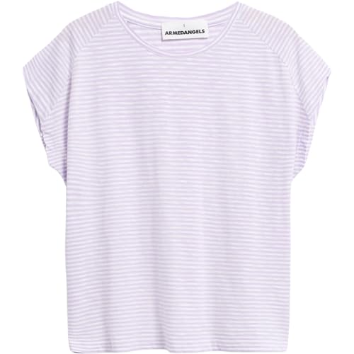 ARMEDANGELS ONELIAA Lovely Stripes - Damen S Lavender Light-Oatmilk Shirts T-Shirt Rundhalsausschnitt Loose Fit von ARMEDANGELS