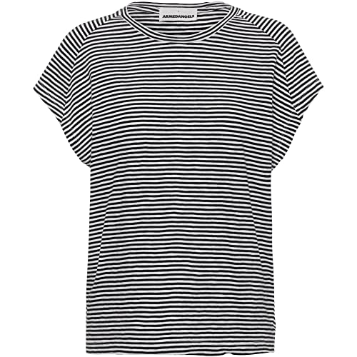 ARMEDANGELS ONELIAA Lovely Stripes - Damen XL Black-Oatmilk Shirts T-Shirt Rundhalsausschnitt Loose Fit von ARMEDANGELS