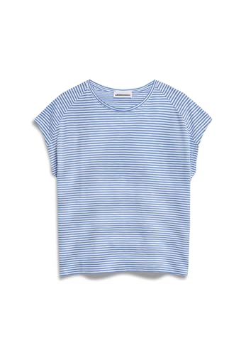 ARMEDANGELS ONELIAA Lovely Stripes - Damen XL Blue Bloom-Oatmilk Shirts T-Shirt Rundhalsausschnitt Loose Fit von ARMEDANGELS