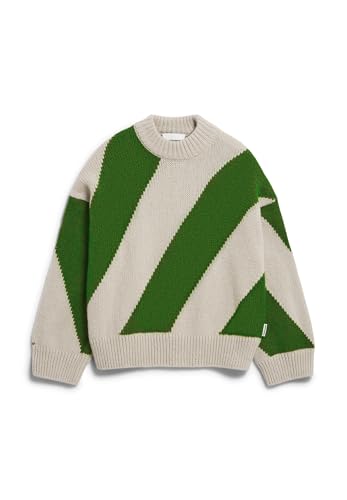 ARMEDANGELS Damen Pullover Oversized Fit aus Merinowoll Mix SADNAA Stripes Oversized Fit Gravel-ivy Green von ARMEDANGELS