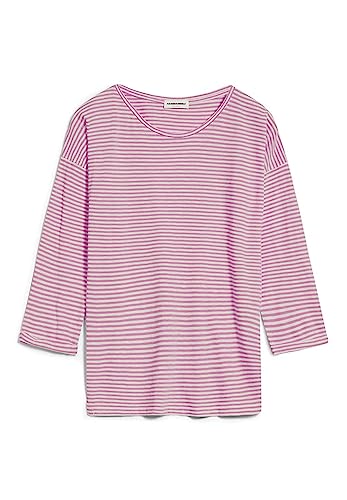 ARMEDANGELS SIANAA Lovely Stripes - Damen Longsleeve aus Bio-Baumwolle L Raspberry Pink-Oatmilk Shirts Longsleeve Rundhals Oversize von ARMEDANGELS