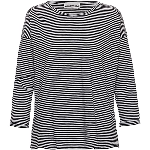 ARMEDANGELS SIANAA Lovely Stripes - Damen Longsleeve aus Bio-Baumwolle M Black-Oatmilk Shirts Longsleeve Rundhals Oversize von ARMEDANGELS