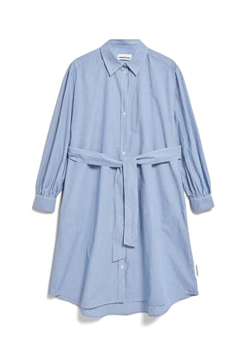 ARMEDANGELS Damen Webkleid Loose Fit aus Bio-Baumwolle SURIAANA Striped Loose Fit Warm Blue-White von ARMEDANGELS
