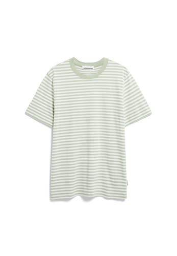 ARMEDANGELS VEGAAS Stripes - Herren L Oatmilk-Light Matcha Shirts T-Shirt Rundhalsausschnitt Relaxed Fit von ARMEDANGELS