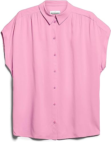 ARMEDANGELS ZONYAA - Damen XS Raspberry Pink Bluse Kurzarm Rundhalsausschnitt Relaxed Fit von ARMEDANGELS