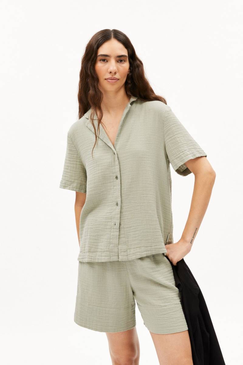 Bluse Kurzarm Maaite Musselin Grün von ARMEDANGELS
