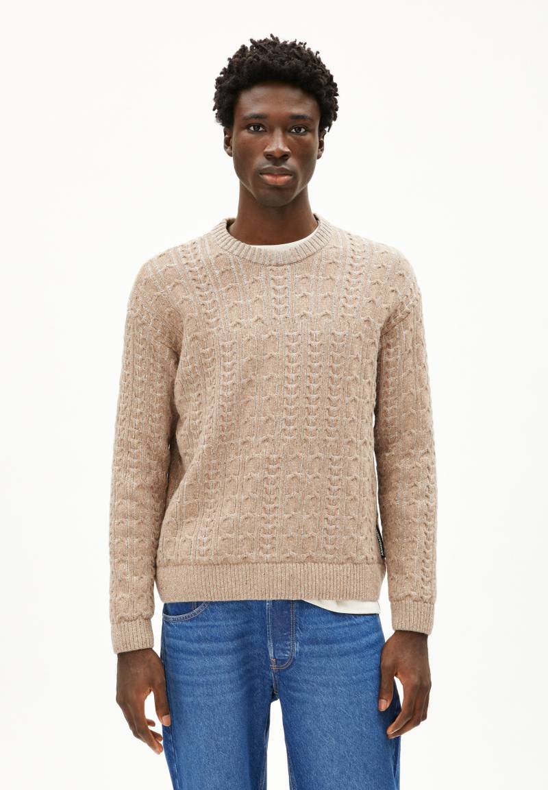 DAAKO | silver melange tweed-true camel Pullover aus Bio-Baumwoll Mix M von ARMEDANGELS