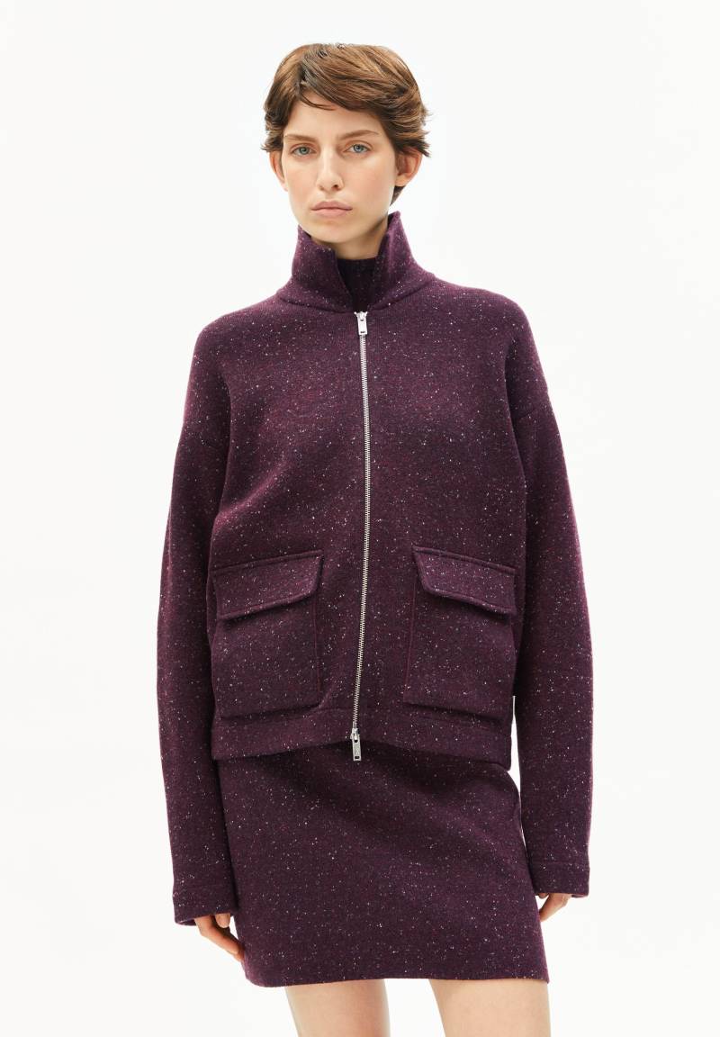 DOROTHEAA TWEED | dark cranberry Strickjacke aus Bio-Woll Mix XXL von ARMEDANGELS