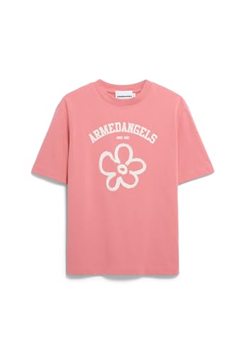 Damen Heavyweight T-Shirt aus recyceltem Baumwoll Mix TARJAA Logo FLOWAA Loose Fit Dark Peony von ARMEDANGELS