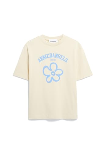 Damen Heavyweight T-Shirt aus recyceltem Baumwoll Mix TARJAA Logo FLOWAA Loose Fit Summer Hay von ARMEDANGELS