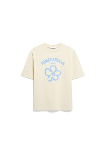 Damen Heavyweight T-Shirt aus recyceltem Baumwoll Mix TARJAA Logo FLOWAA Loose Fit Summer Hay von ARMEDANGELS
