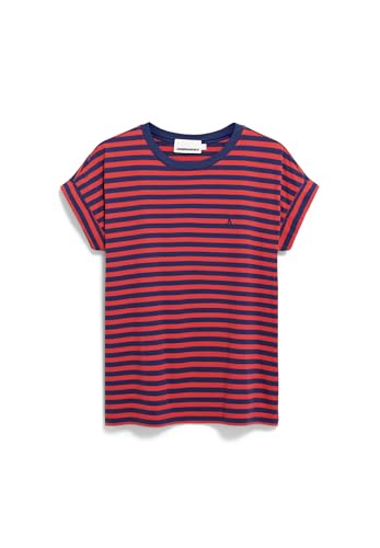 Damen T-Shirt aus Bio-Baumwolle IDAARA Stripes Loose Fit Blue Noon-Coral Blush Damen T-Shirt aus Bio-Baumwolle IDAARA Stripes Loose Fit Blue Noon-Coral Blush von ARMEDANGELS