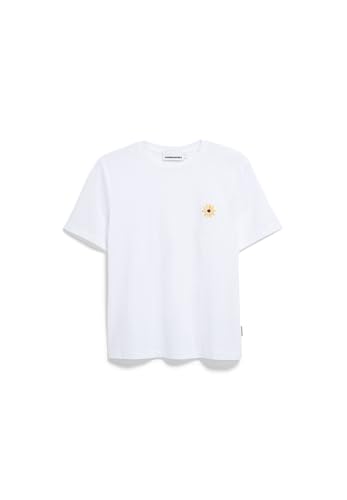 Damen T-Shirt aus Bio-Baumwolle LUALAA Flower Regular Fit White-Early Yellow von ARMEDANGELS