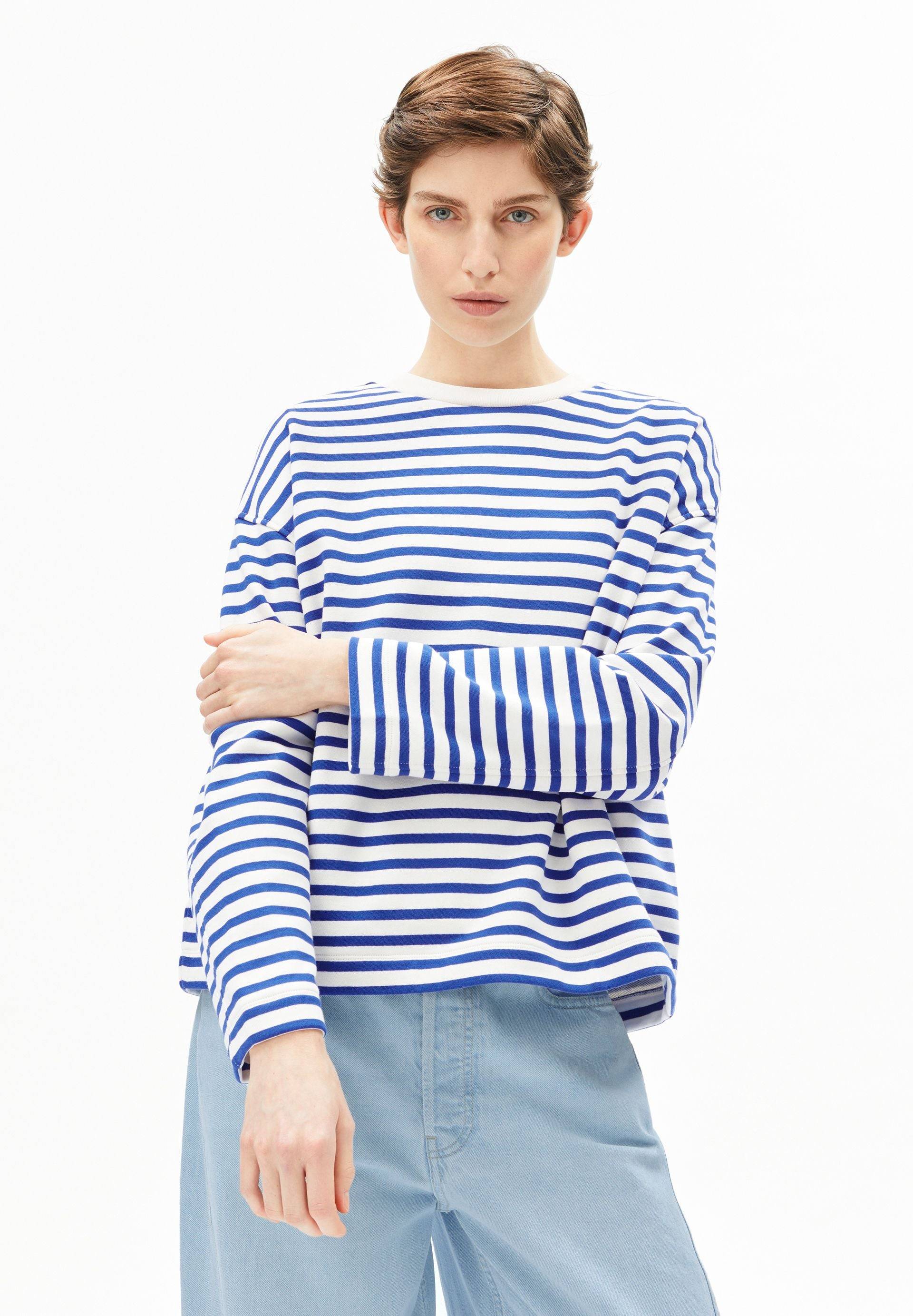 FRANKAA MAARLEN STRIPE | undyed-dynamo blue Sweatshirt aus Bio-Baumwolle XL von ARMEDANGELS