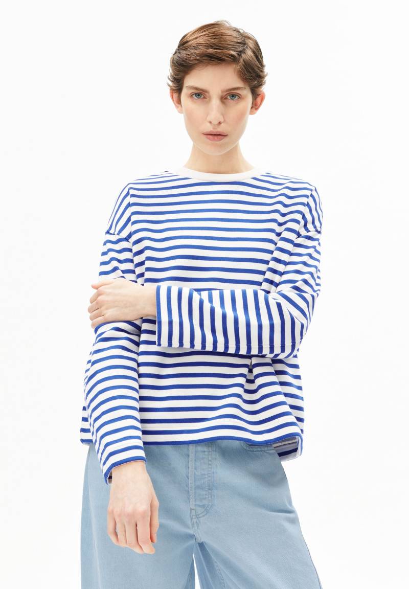 FRANKAA MAARLEN STRIPE | undyed-dynamo blue Sweatshirt aus Bio-Baumwolle XL von ARMEDANGELS