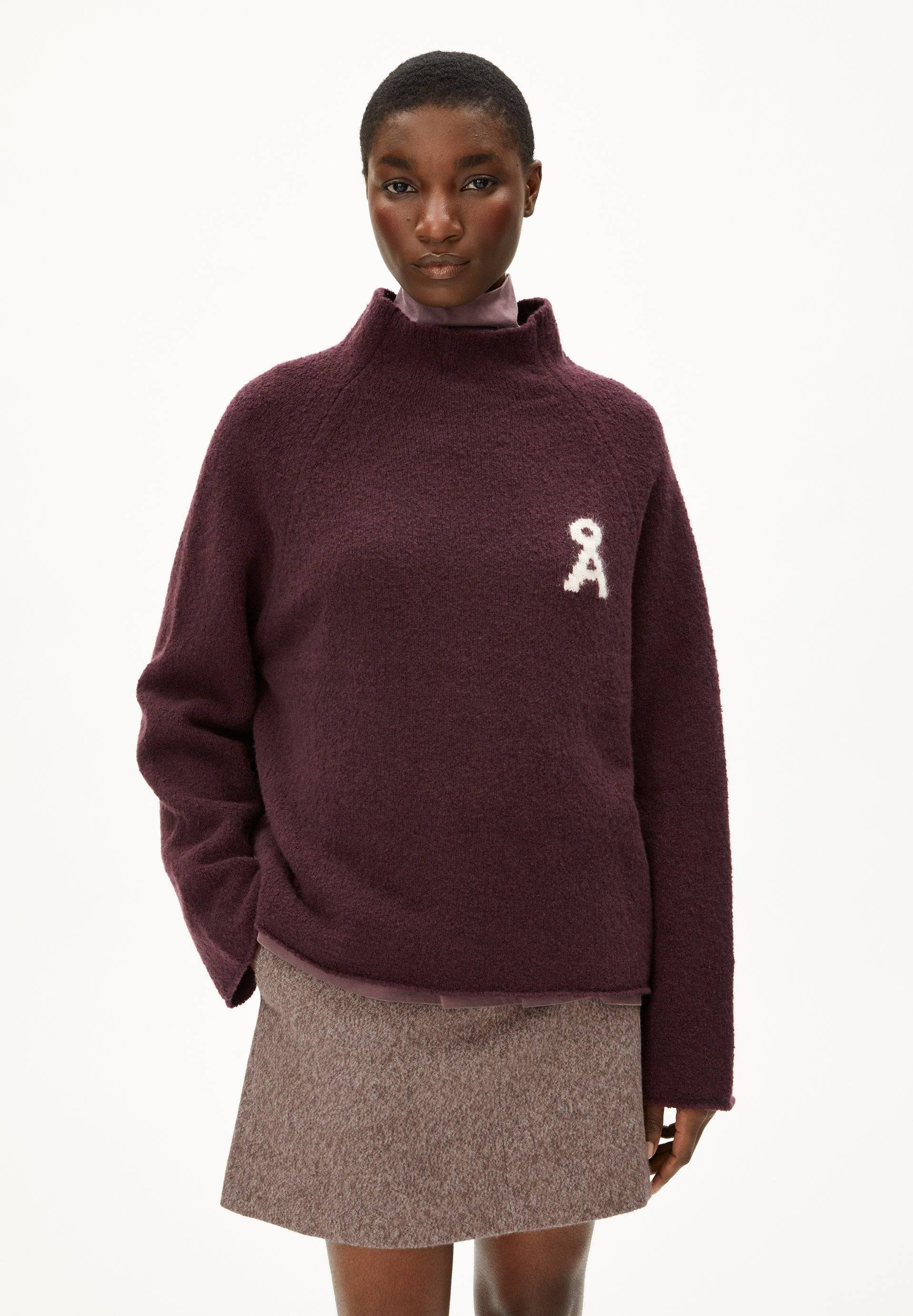 ICONIC Å MONALAA BOUCLÉ | dark cranberry-oatmilk Pullover aus Woll Mix XL von ARMEDANGELS