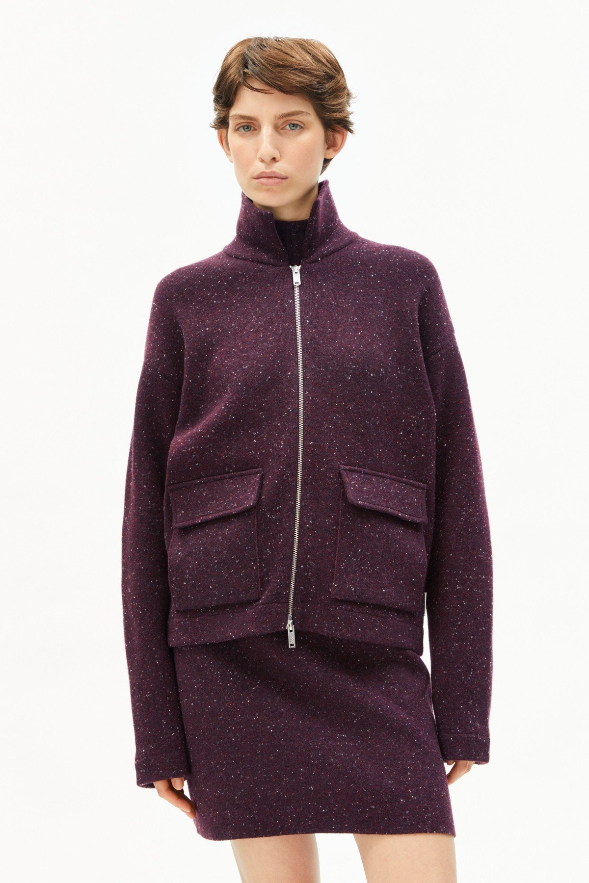 Jacke Dorotheaa Wollmix Tweed Rot von ARMEDANGELS