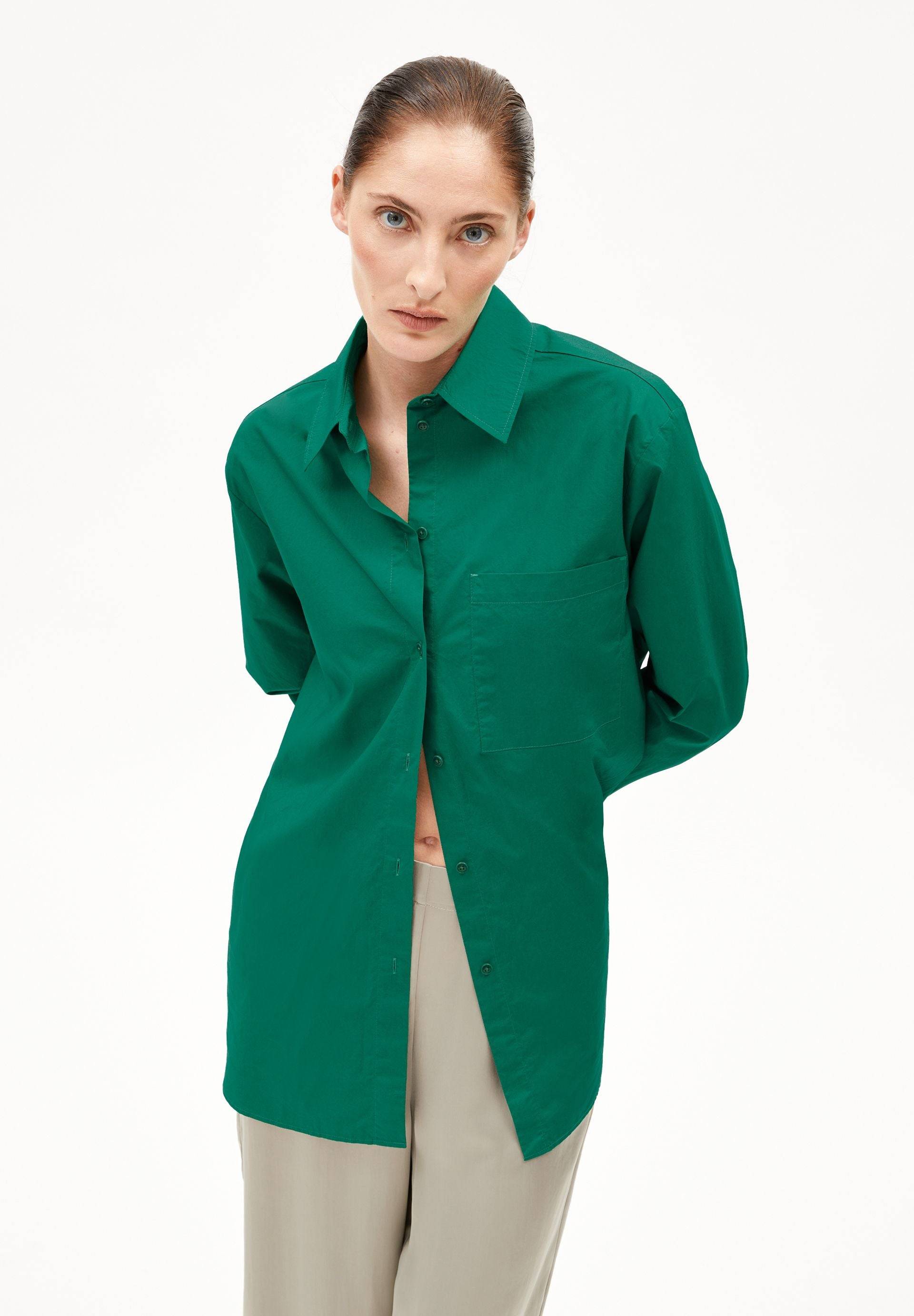 MAALGAA | emerald green Bluse Bio-Baumwolle XS von ARMEDANGELS