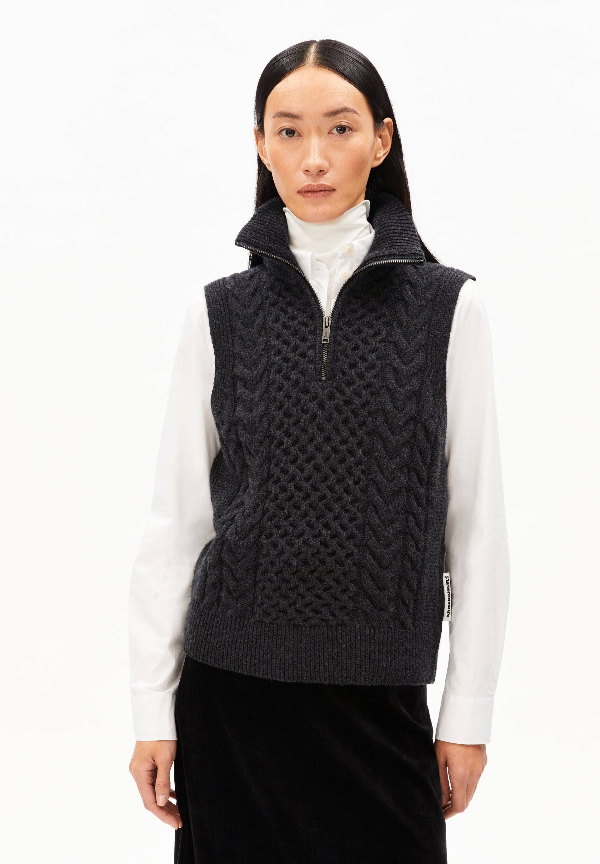 OLAIAAS CABLE | steel melange Pullunder aus Bio-Woll Mix XXL von ARMEDANGELS