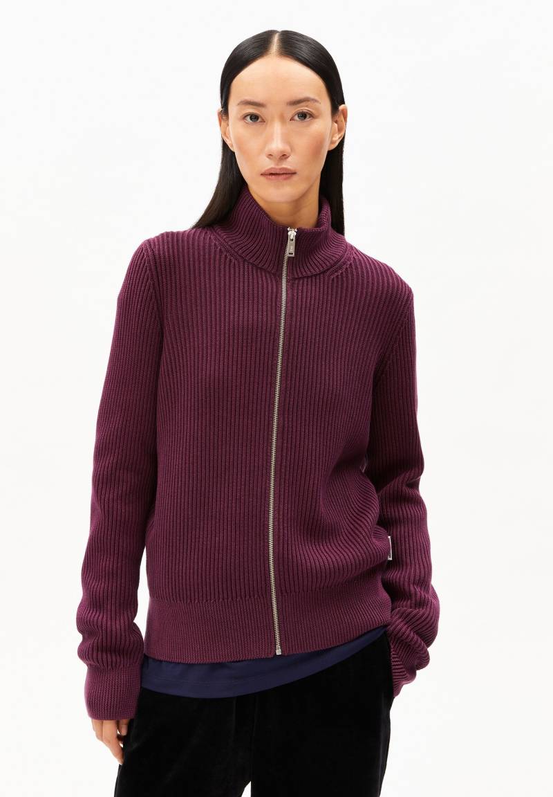 REBECCAA GMT DYE | dark cranberry Strickjacke aus Bio-Baumwolle M von ARMEDANGELS