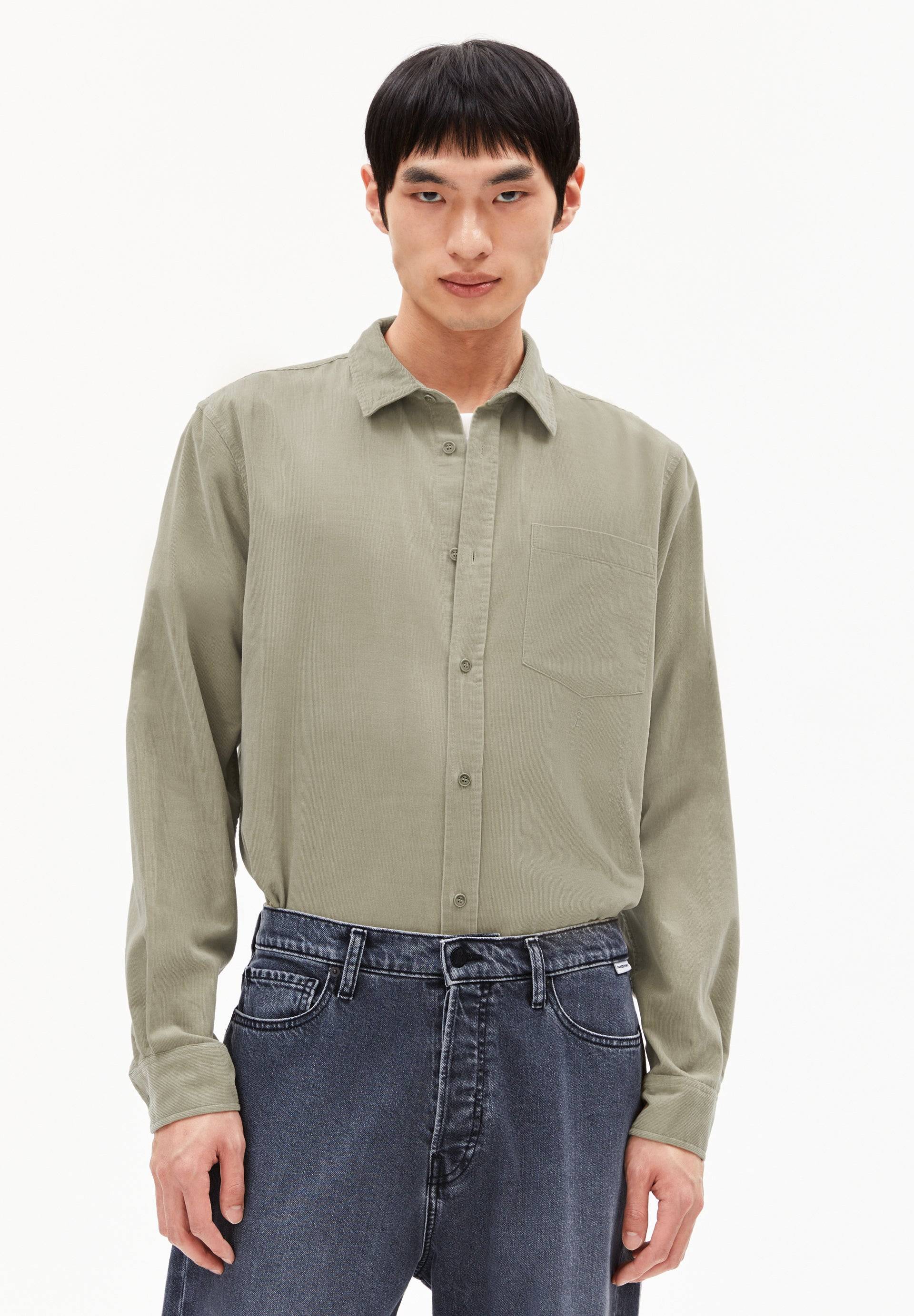 SAAMY | light sage Cordhemd aus Bio-Baumwolle M von ARMEDANGELS