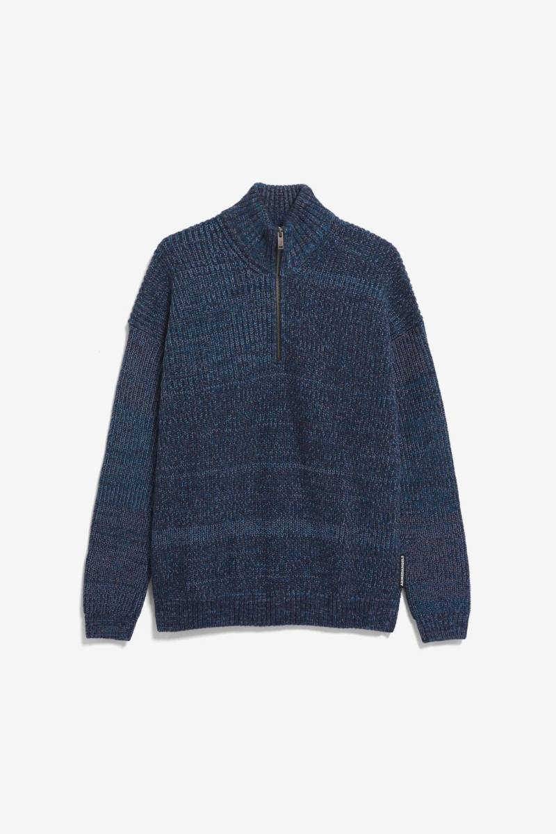 Strickpullover Michaael Mouline Wollmix Blau von ARMEDANGELS