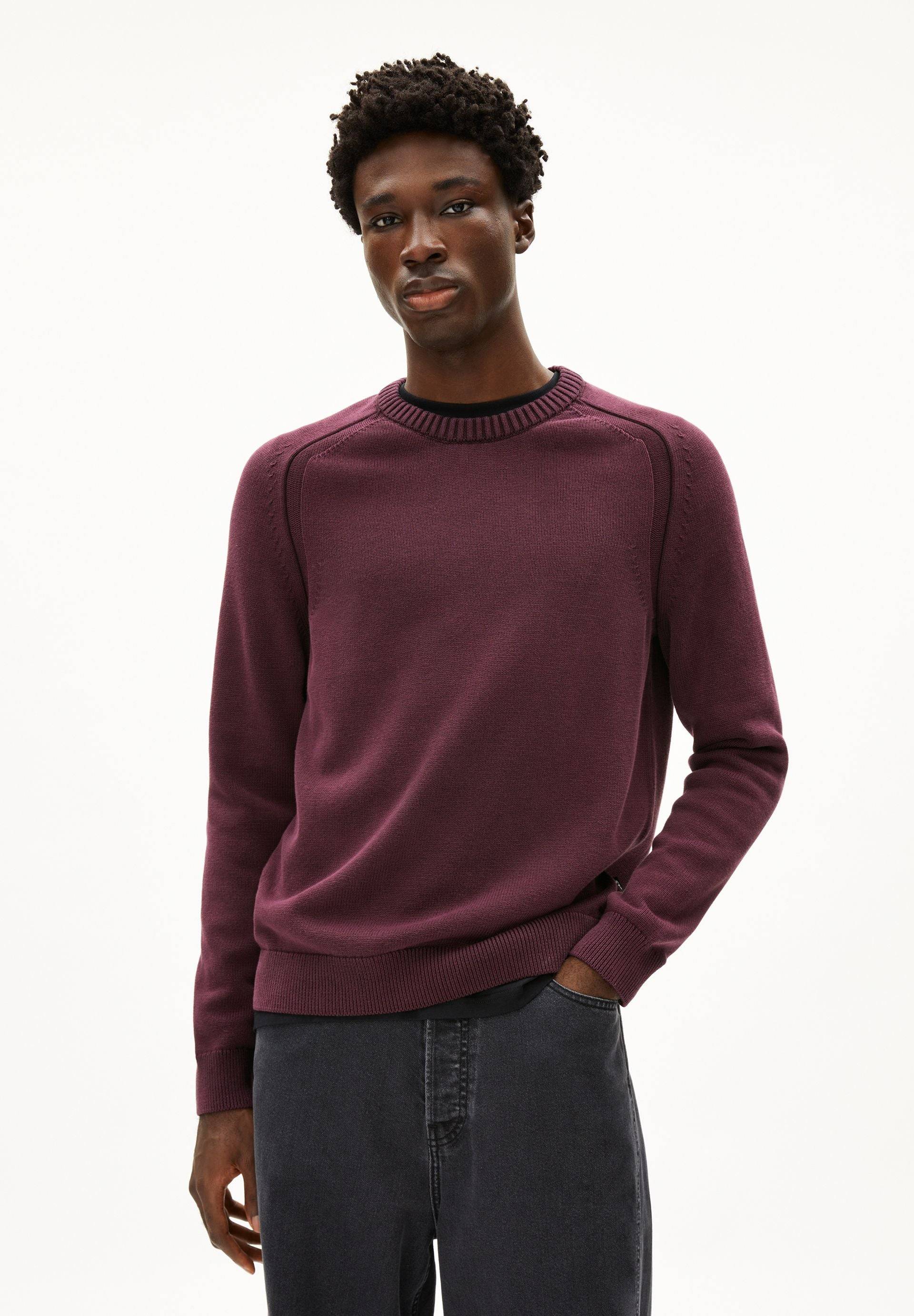 VAANJO GMT DYE | dark cranberry Pullover aus Bio-Baumwolle S von ARMEDANGELS