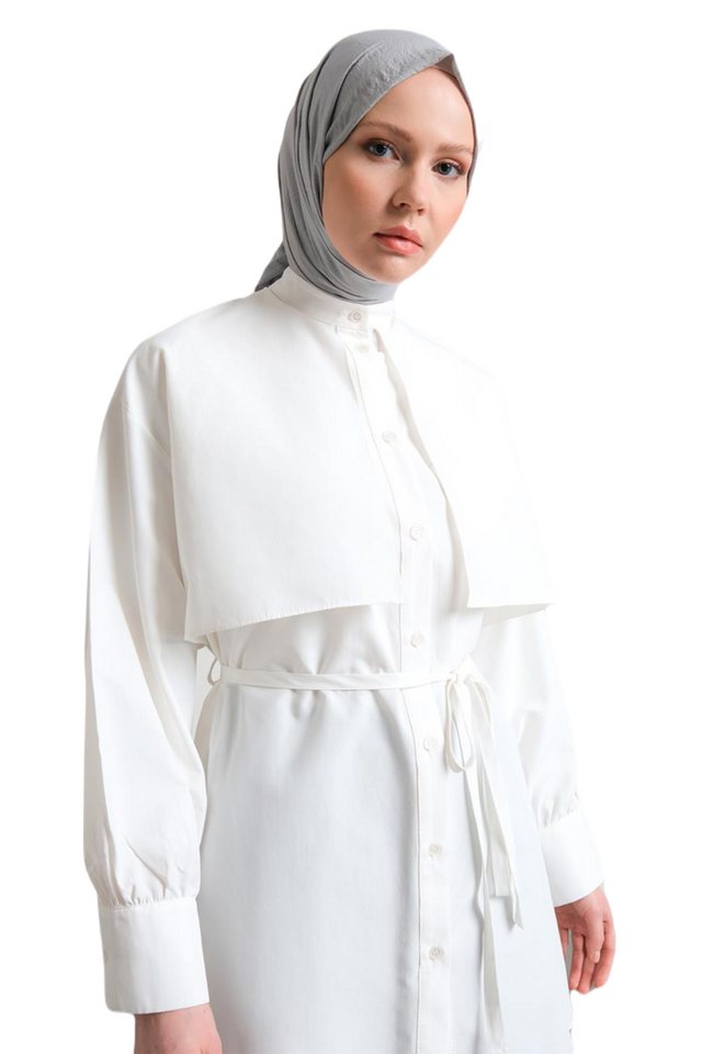 ARMİNE Hemdblusenkleid geknöpft Trenchcoat Damen lang, Gürtel detailliert, Ideal für besonder von ARMİNE