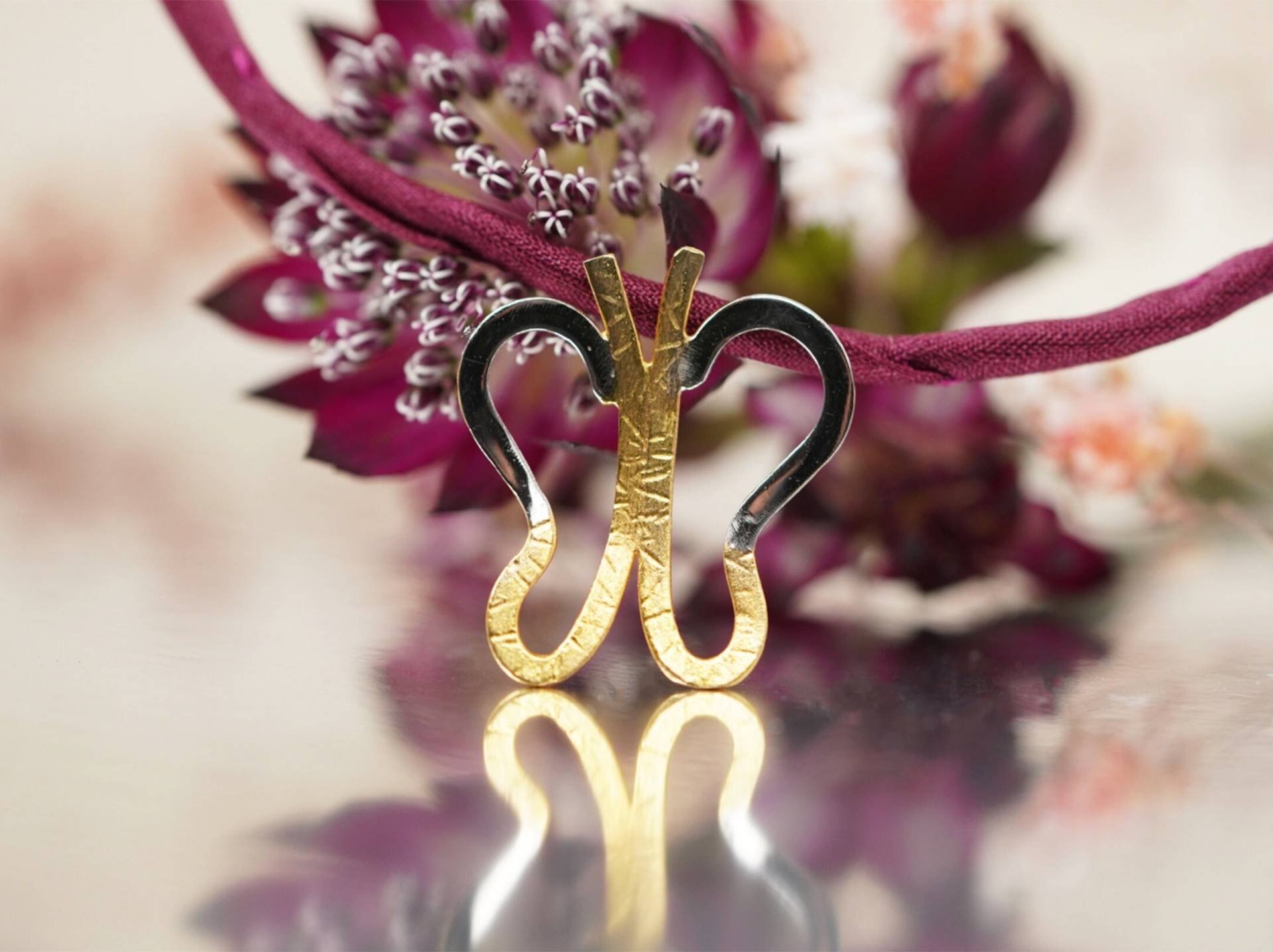 14K Schmetterling Zwei Ton Gold Anhänger, Handgemachte Geburtstagsgeschenk Für Sie von ARMMAJewelry