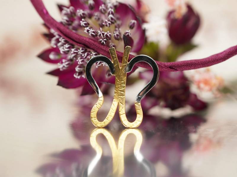 14K Schmetterling Zwei Ton Gold Anhänger, Handgemachte Geburtstagsgeschenk Für Sie von ARMMAJewelry