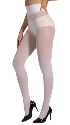 ARMORESE unzerstörbare Strumpfhose für Damen, reißfeste Strumpfhose, 40D halbtransparent, T-Schritt, Weiss/opulenter Garten, L von ARMOROSE