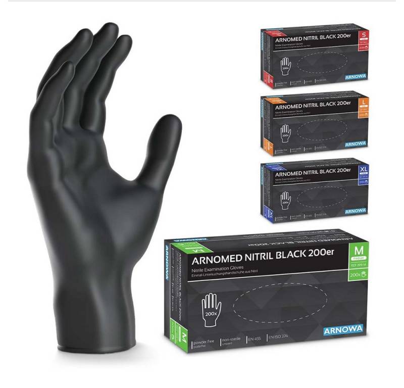 ARNOWA Einweghandschuhe 200x ARNOMED Einweghandschuhe Schwarz, puderfrei, latexfrei M, L, XL ARNOWA Einweghandschuhe 200x ARNOMED Einweghandschuhe Schwarz, puderfrei, latexfrei M, L, XL von ARNOWA